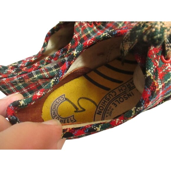 Vintage sz 5 Keds Womens Plaid Canvas Sneakers 1970's Scottish New Wave Punk - Picture 7 of 11
